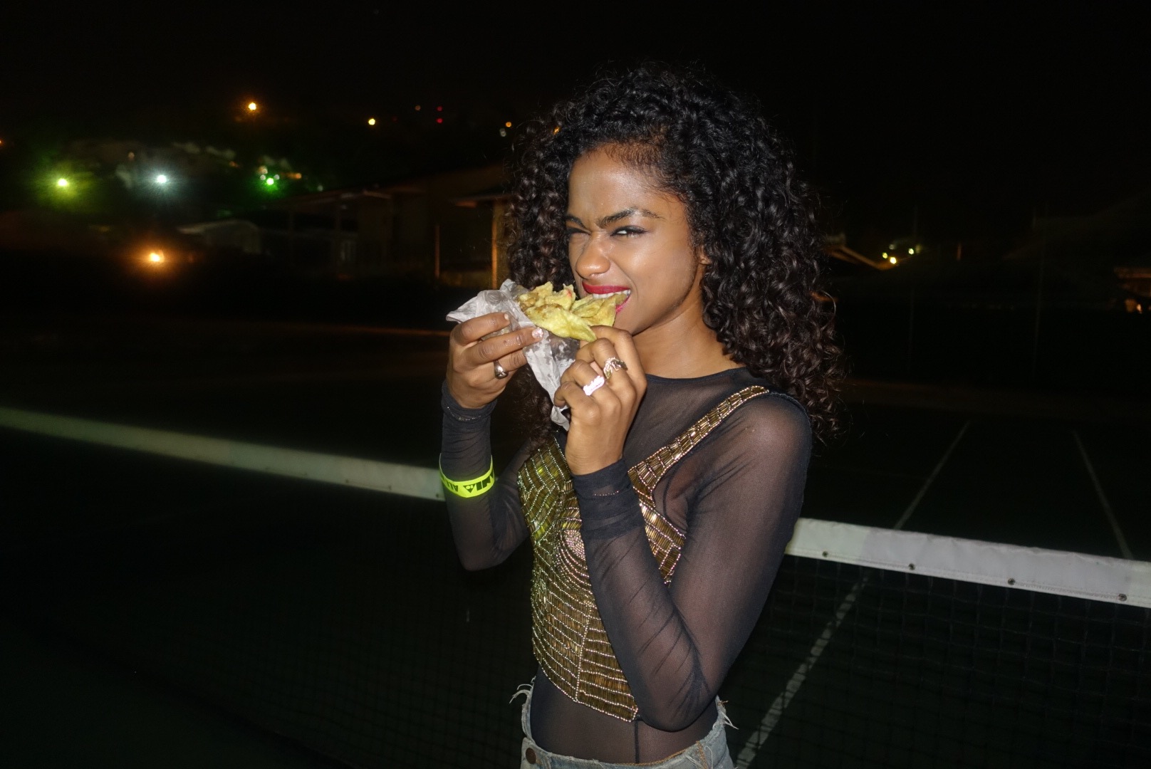 Vashtie eating doubles Trinidad 2016